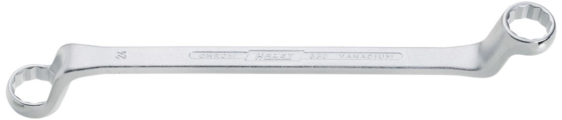 HAZET 630-24X26 330 mm 12-Point Profile Polished Head Double Box-End Wrench - Chrome-Plated