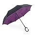Silkclo Windproof Uv protection Reverse Folding Double Layer Inverted Umbrella Travel Umbrella and Self Standing Inside Out Rain Protection Umbrella with C-shaped Hands Free Handle