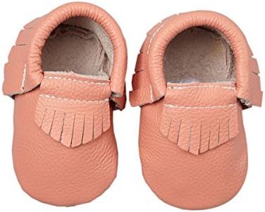 Khykouture Unisex-Child Coral Bow Leather Moccasin Booties Newborn-0-3 Months Coral