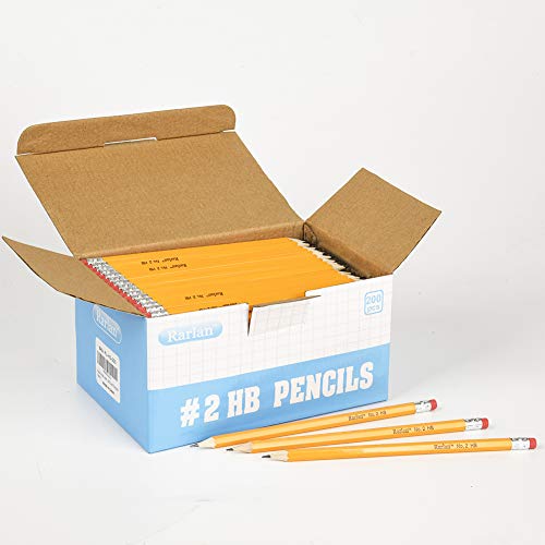 Rarlan Wood-Cased #2 HB Pencils, Pre-sharpened, 200 Count Classpack