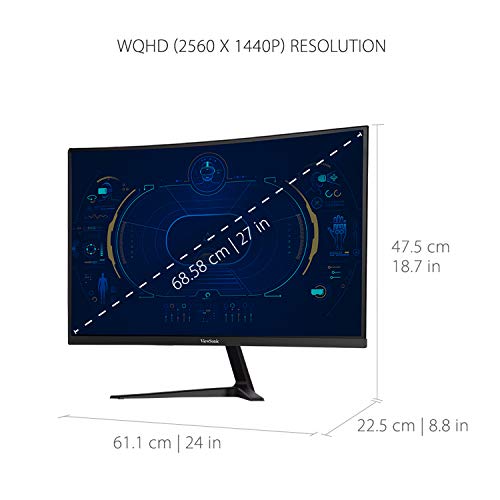 ViewSonic-VX2718-2KPC-MHD-27-inch-2K-QHD-Curved-Monitor-165Hz-1ms-Dual-Integrated-Speakers-Adaptive-Sync-DisplayPort-2x-HDMI-for-Home-Entertainment-and-Gaming