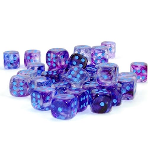 Chessex Nebula 12mm d6 Nocturnal/Blue w/Luminary Dice Block (36 dice)