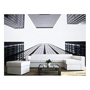 Skyscraper Looking Up at Sky - Removable Wall Mural | Self-Adhesive Large Wallpaper - 66x96 inches