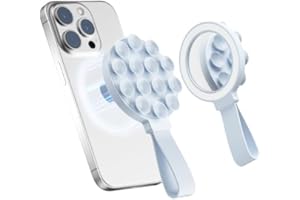 QxbSky for Magsafe Silicone Suction Cup Phone Mount Built-in Mirror for iPhone Hands-Free Cell Phone Accessory Holder for Selfies & Videos (Baby Blue)