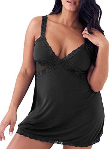 FlatterMe Plus Size Lingerie Babydoll Sleepwear Set Chemise Dress