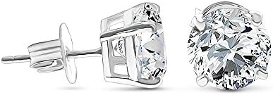 Solid 14k Gold Cubic Zirconia Stud Earrings - Choice of White or Yellow Gold and Sizes