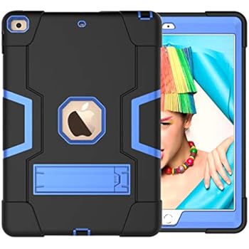Cantis iPad 7th Generation Case,iPad 10.2 2019 Case,Slim Heavy Duty Shockproof Rugged Protective Case with Built-in Stand for New Apple iPad 7th Generation 10.2-inch 2019 Release. (Black+Blue)
