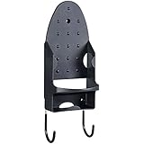 Smart Iron Board Holder Heat Resistant Wall Mounted Holder with Steel Hooks, Solid Black For 4" Width and 3.5" Depth Iron | 563