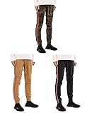 JD Apparel Men's Skinny Fit Retro Track Pants with Stripes