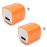 Wall Charger, 2 Pack FreedomTechTM USB AC Universal Power Home Wall Travel Charger Adapter for iPhone 6 Plus 4 5 4S Samsung Galaxy S 2 3 4 5 Note 2 3 4 5 HTC iOS8 (Orange)