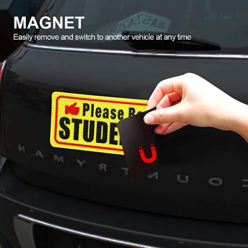 Nomiou Student Driver Magnet Safety Sign 3pcs Vehicle Bumper Magnet Car Vehicle Reflective Sign Sticker Bumper for New Drivers - Thumbnail 3