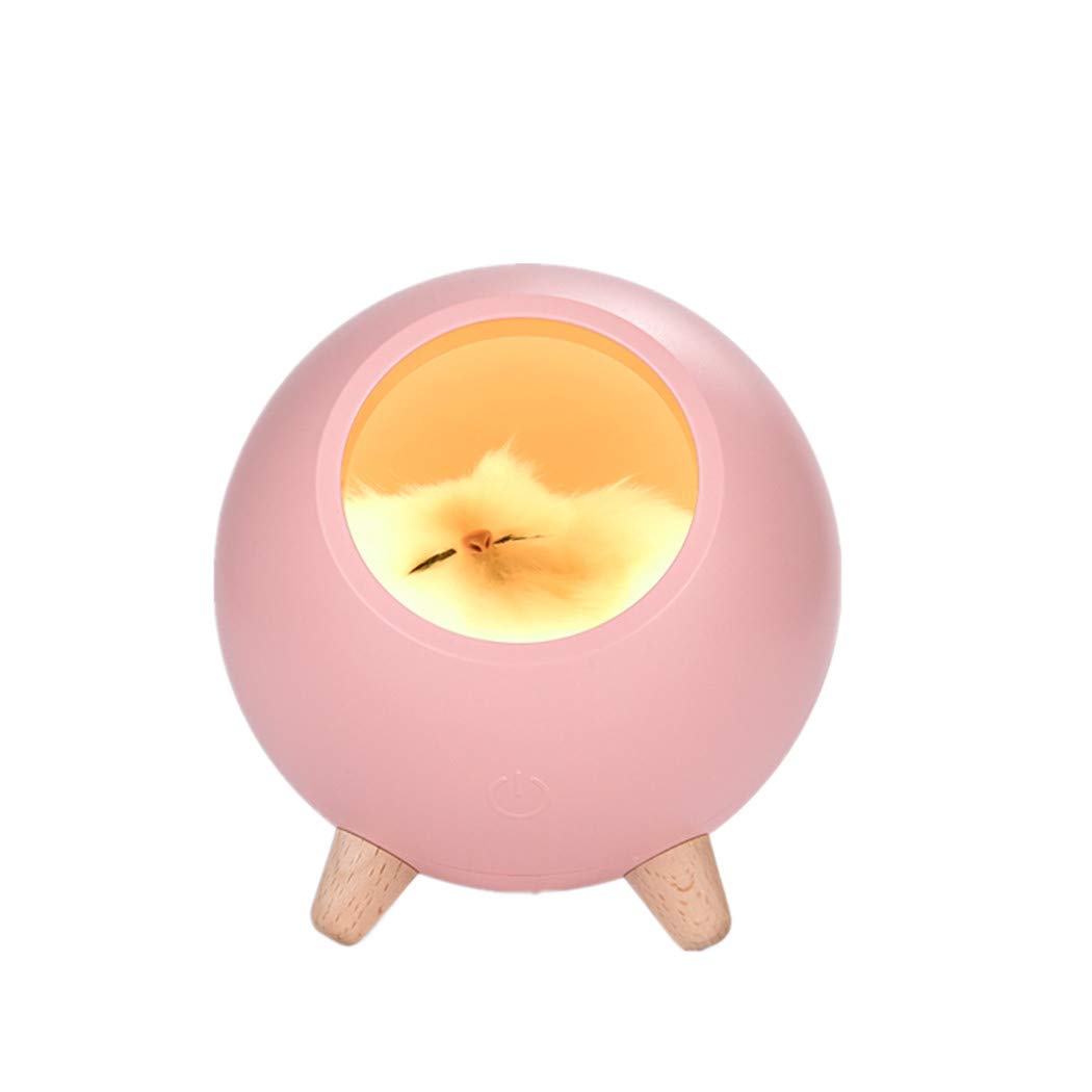 Fantes Creative Little Cat Pet House Night Light Kitten Bedside Sleeping Nursery Light USB Rechargeable Touch Dimmable Atmosphere Light for Baby Child Birthday Party Gift Home Decor (Pink House)