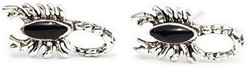 925 Sterling Silver Earrings Enamel Scorpion (1 Pair) (black)