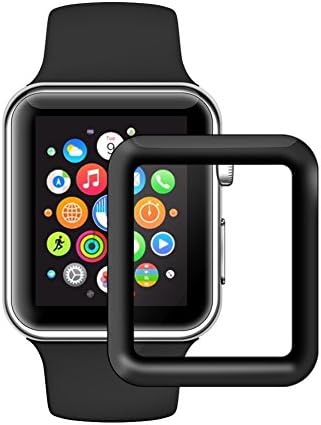 iWatch Screen Protector 42mm Series 3/2/1, Tempered Glass Screen Protector 3D Curved Edge HD Clear Anti-Scratch Bubble-Free Film for Apple Watch 42mm-Black