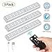 LUNSY Battery Under Cabinet Lights Rechargeable 3Pack,Remote Control,140lm Wireless Under Counter Lights with Timer, Dimmable Closet Light Bar for Kitchen, Wardrobe, Shelf, Daylight