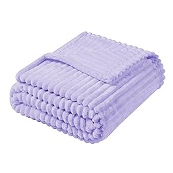 Vessia Flannel Fleece Striped Bed Blanket Twin