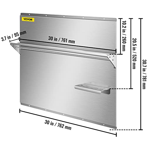 VEVOR Range Backsplash with Shelf 30 x 30.7 Inch Range Hood Wall Shield
