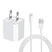 JANX Certified iPhone Charger 5W/2Amp USB Wall Charger and 1M Lightning Cable (Travel USB Wall Charger/Plug/Power Adapter) for IPhone 5/5C/5S/6/6/7/7 Plus IPad 2, IPad Air, All Devices Bundle Package