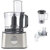 Kenwood Multipro Compact FDM304SS Compact Food Processor, Powerful Kitchen Appliance with 2.1 L Workbowl, Acrylic Mix Attachment, Cube Cutter, Metal Housing, 800 W, Silver