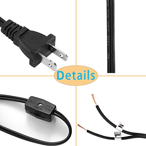 Eumyviv 30 Foot Extension Power Cord Strip with On Off Switch, 2 Prong Electric Extension Cable Wire(300V/18AWG/105℃)-Power Your Household and Office Electric Appliance, Black, A0003B