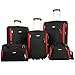 Merax Newest Softshell Deluxe Expandable Rolling Luggage Set,  Black/Red,  5 Piece