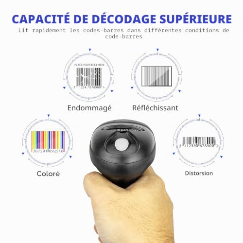 NetumScan - CCD Wireless Barcode Scanner, USB Automatic Barcode Reader Compatible with PC and Mac Laptops, NSL6