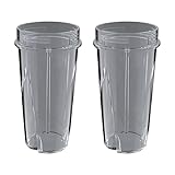 Ninja 16 Ounce Nutri Ninja System Pulse Blender Replacement Cup w/o Lid (2 Pack)