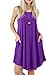 peassa Womens Sleeveless A Line Loose Casual T Shirt Dress with Pockets Purple XL