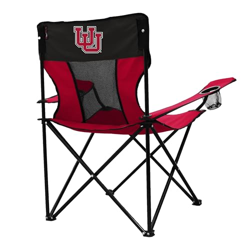Logo Brands NCAA Utah Utes Elite Portable Chair - Premium Outdoor Chair with Cup Holder, Powder-Coated Steel Frame, Lightweight and Portable for Tailgating,and Sporting Events