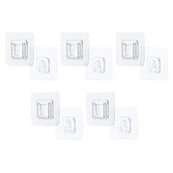 Clear Double-Sided Adhesive Wall Hooks - 10-Piece