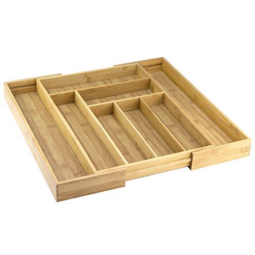 Totally Bamboo Large Expandable Cutlery Tray & Drawer Organizer; Bamboo Cutlery Tray with 8 Compartments and 2 Adjustable Dimensions; Made from 100% Organic Bamboo. Designed in USA - Thumbnail 5