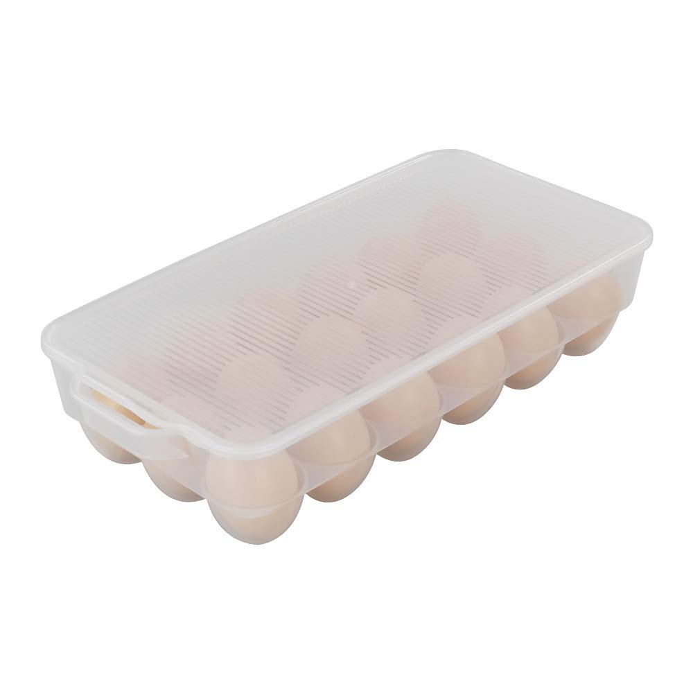 Cadineer 4-pack 18 Grids Eggs Container with Lid, Clear, Plastic Egg Trays for Refrigerator