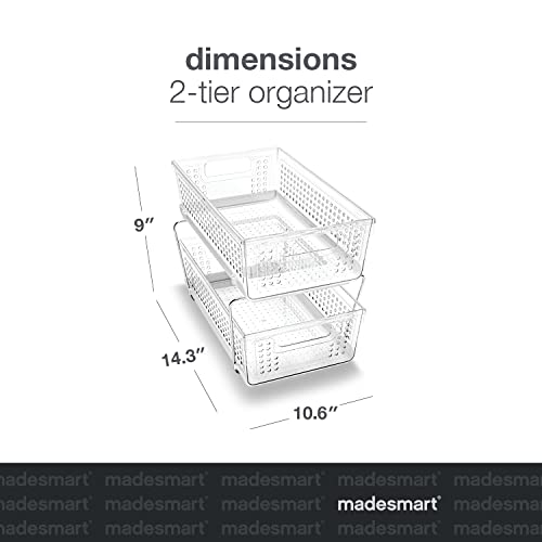 Madesmart 2Tier Plastic Multipurpose Organizer with Divided SlideOut Storage Bins, Under Sink