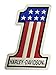Harley-Davidson Distressed #1 RWB Embossed Leather Emblem Patch, 4 x 2.75 inches