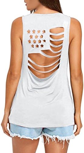 ARINLA 2018 Flag Women O-Neck American Flag Vest Tops Loose T-Shirt Blouse