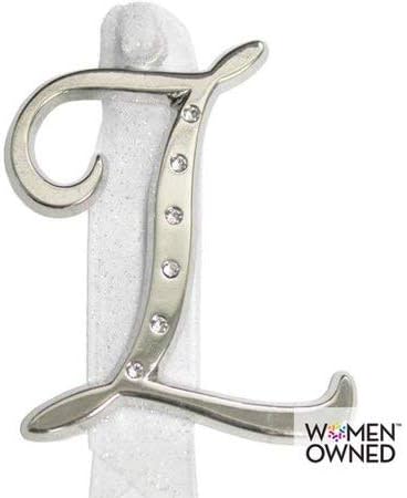 MattsGlobal Beautiful Silvertone Initial with Swarovski Crystals- Hang It from Your Tree-Personalize A Stocking Or Wrapped (L)