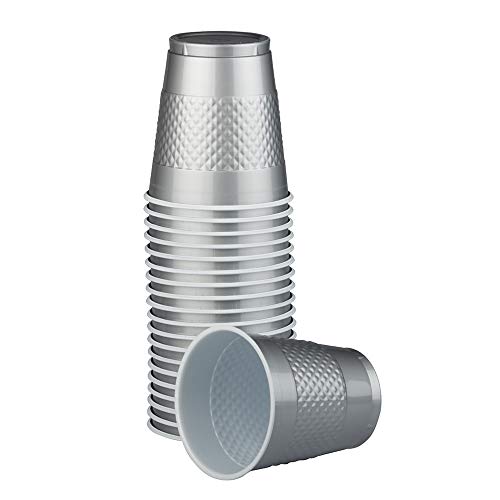 JAM-PAPER-Plastic-Party-Cups-12-oz-Silver-20-GlassesPack