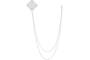 PTDIONE Elegant Cross Suit Pin with Double Hanging Chains Snowflake Brooch Collar Lapel Pin for Men Shirt Tuxedo Tie Suit Stud Amulet Accessories Jewelry Gifts