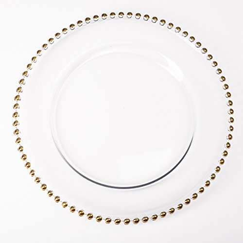 Glass Beaded Charger Plates. Koyal Wholesale 424658 Clear Glass Beaded