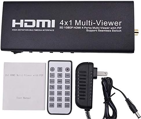 FJHJB 1080P HDMI 4x1 Quad Multi-viewer Converter with PIP Support Seamless Switch (Color : Black, Size : 18cm*7cm*2 cm)
