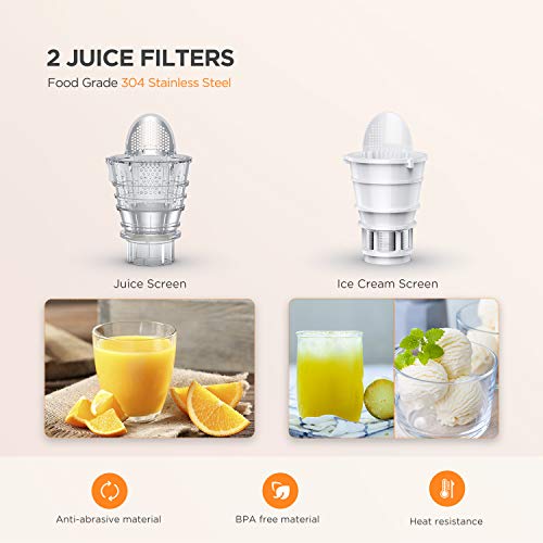 CalmDo Masticating Juicer, Slow Juicer Extractor with Ceramic Auger, Antidrip Mouth, Quiet