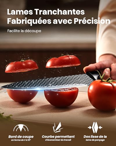 Kitchen Knife, 7 Piece Sharp Kitchen Knife Set with Block, High Quality Stainless Steel Blades and Ergonomic Handles, Kitchen Knife Set for Home Use (Non-Wood)