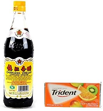 Gold Plum Chinkiang Vinegar 18.6 fl oz plus a Free Gift Trident Gum, Tropical Twist Flavor In Frustration Free Packaging