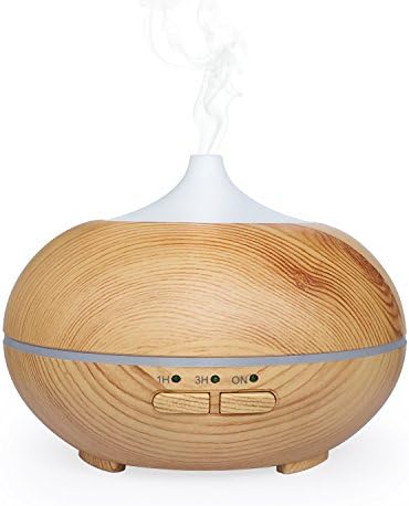 150ML Ultrasonic Cool Mist Humidifier, Aromatherapy Essential Oil Diffuser With 7 Color LED Lights Changing, Auto Shut-Off & Whisper-Quiet for Bedroom, SPA, Office - Wood Grain By Minimalist Product