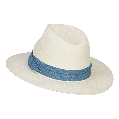 Toyo Fedora Hat with Color Band - Cream Denim OSFM