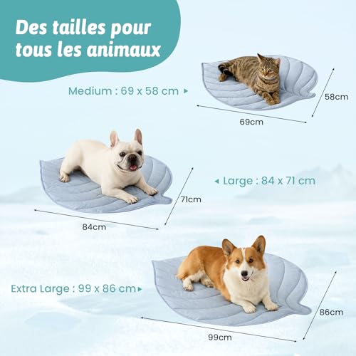 COZY KISS Cooling Pad for Dogs Cats 86 x 99 cm, Q-Max>0.4 Sheet Cooling Mat, Self-Cooling Basket, Waterproof, Non-Slip, Washable for Sofa Bed, Floor Car, Blue