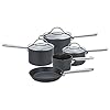 Anolon-85068-Professional-Milkpan-Saucepans-and-Frypan-Set-of-5-Lifetime-Guarantee-Premium-Non-Stick-pots-and-pans-with-Glass-lids-Hard-Anodised-cookware-Black Anolon Professional Non Stick Pots and Pans Set of 5 - Cookware Set with Milkpan, Saucepans with Toughened Glass Lids…