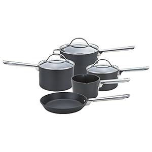 Anolon-85068-Professional-Milkpan-Saucepans-and-Frypan-Set-of-5-Lifetime-Guarantee-Premium-Non-Stick-pots-and-pans-with-Glass-lids-Hard-Anodised-cookware-Black Anolon Professional Non Stick Pots and Pans Set of 5 - Cookware Set with Milkpan, Saucepans with Toughened Glass Lids…