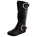 TOP Moda Bank 85 Womens Buckle Slouch Boots Black