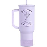 SANDJEST Christian Gift for Women – Insulated Stainless Steel Tumbler with Handle and Straw - Religious Inspirational Gifts for Birthday Christmas, 40oz